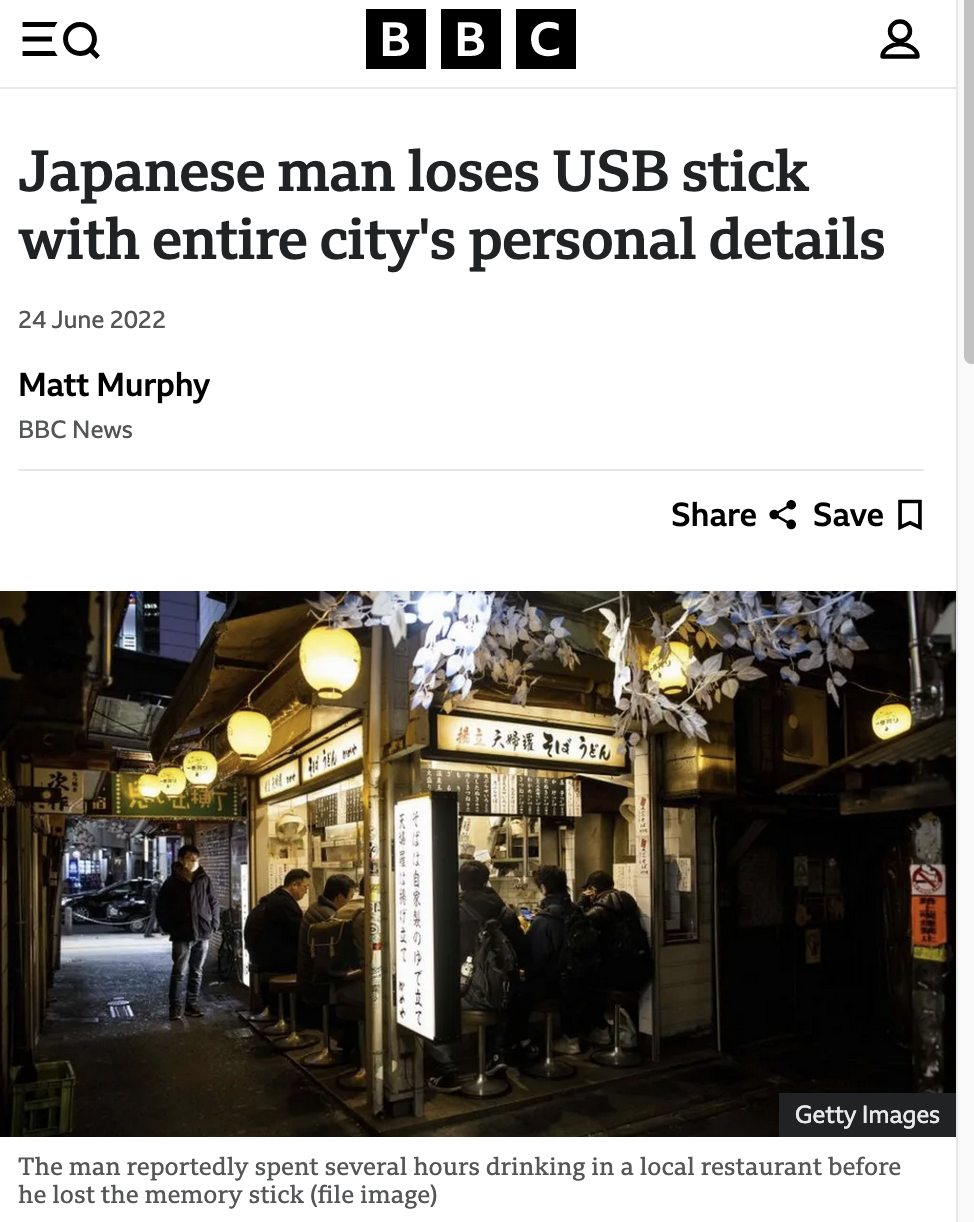 A BBC headline with a picture of an Izakaya.
